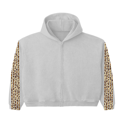 Grey cheetah zip up