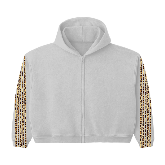 Grey cheetah zip up