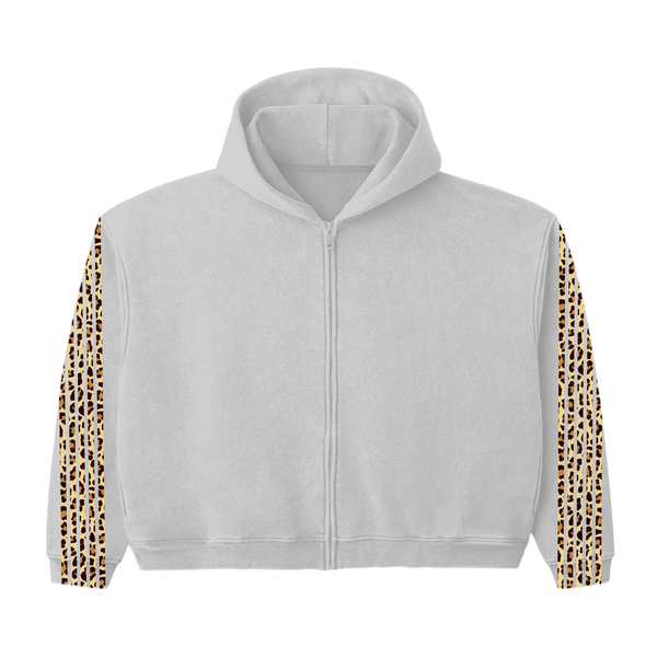 GREY CHEETAH ZIP UP