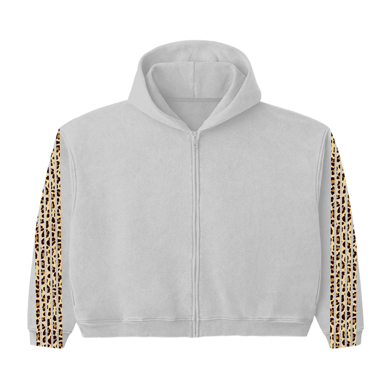 GREY CHEETAH ZIP UP