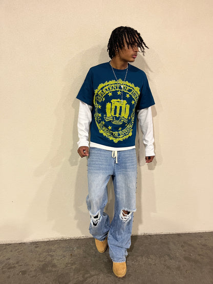 Blue Double Sleeve Shirt
