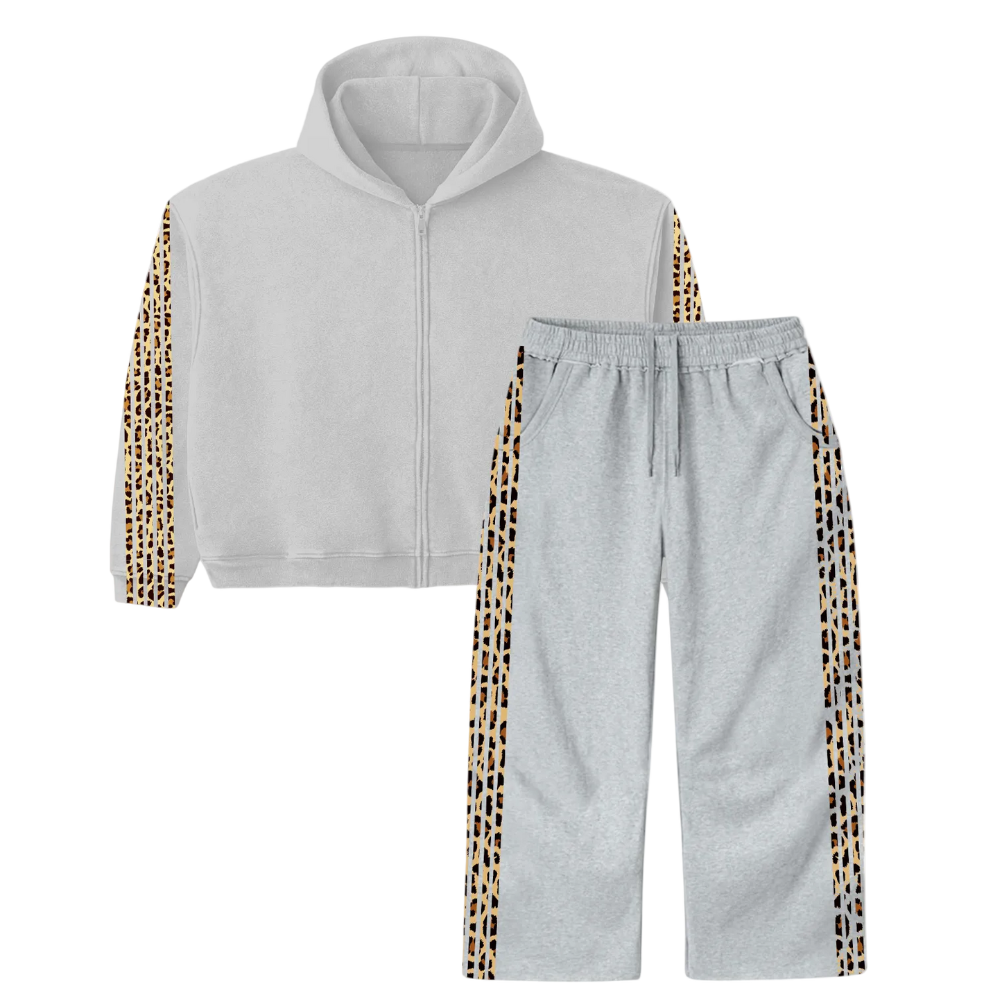Grey cheetah tracksuit
